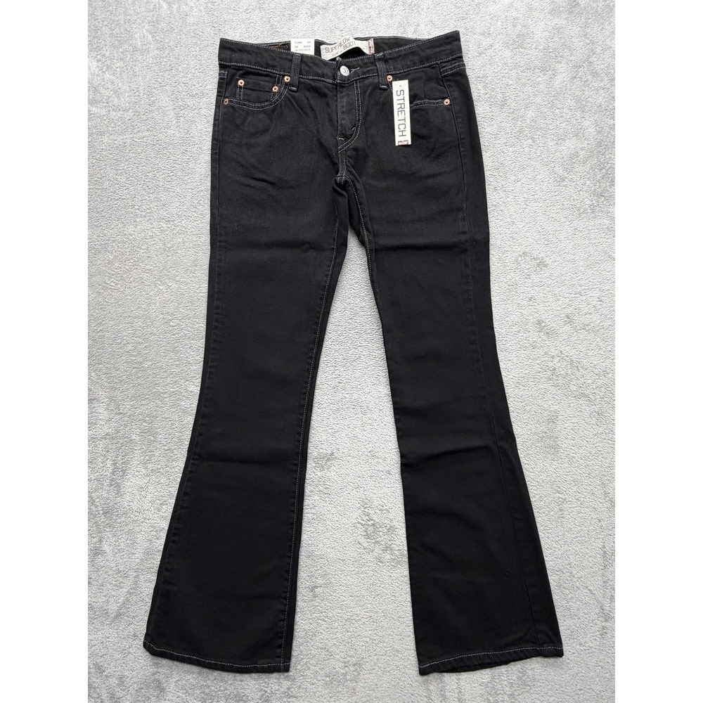 Levis 518 Jeans Girls 7 Black Superlow Boot Cut Slim Stretch